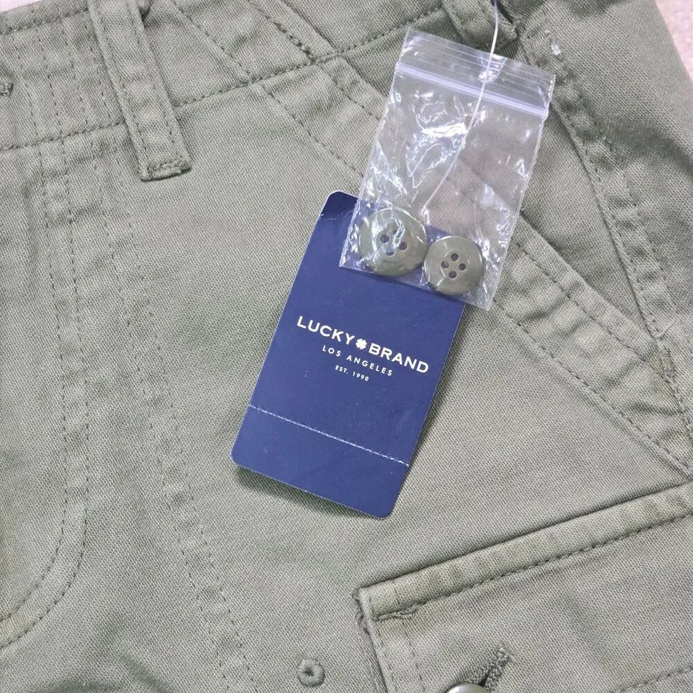 Lucky Brand Green Raw Hem Cargo Shorts Women's Size 25 NWT